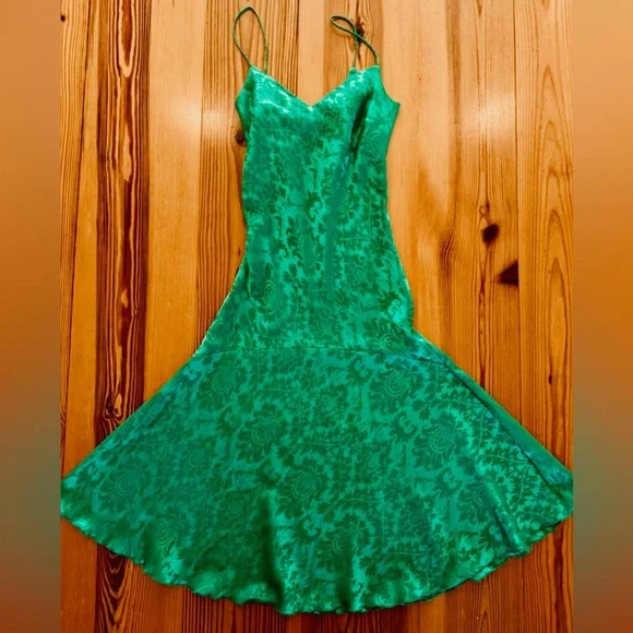 Rubber Ducky Emerald Green Dress Sleeveless Midi S Floral Pattern Elegant Sexy - Picture 2 of 12